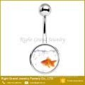 316L Surgical Steel Goldfish Logo Epoxy Belly Ring Body Jewelry